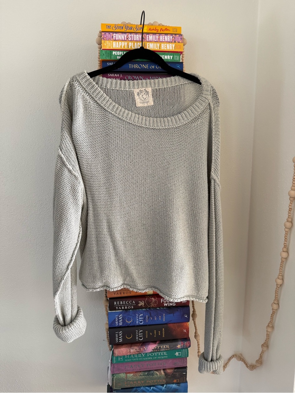 We The Free Light Gray Knit Crewneck Sweater